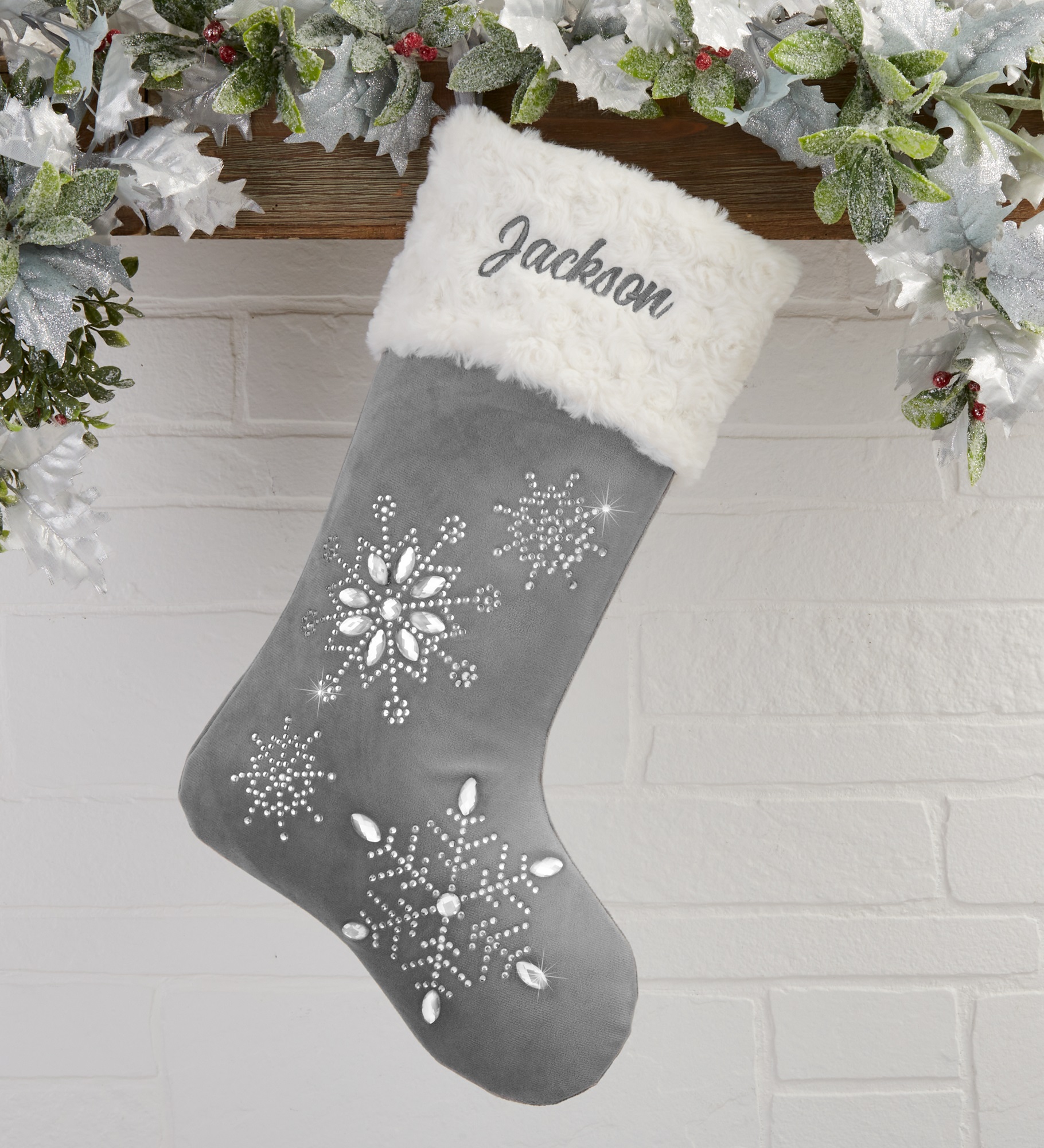 Season&#39;s Sparkle Embroidered Stockings